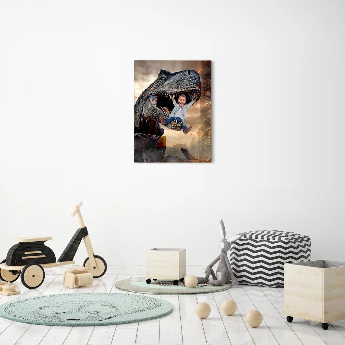 The Boy in the T-Rex Mouth Custom Gift For Kids at My Kid's Dream mykidsdream.com