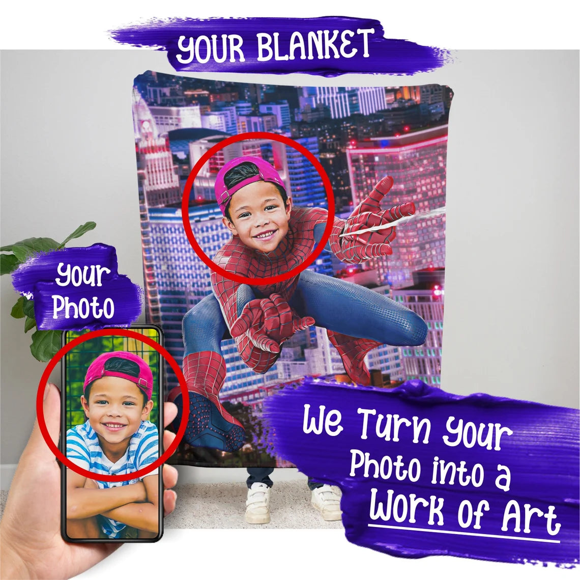 The Spider-Man Blanket Custom Gift For Kids at My Kid's Dream mykidsdream.com