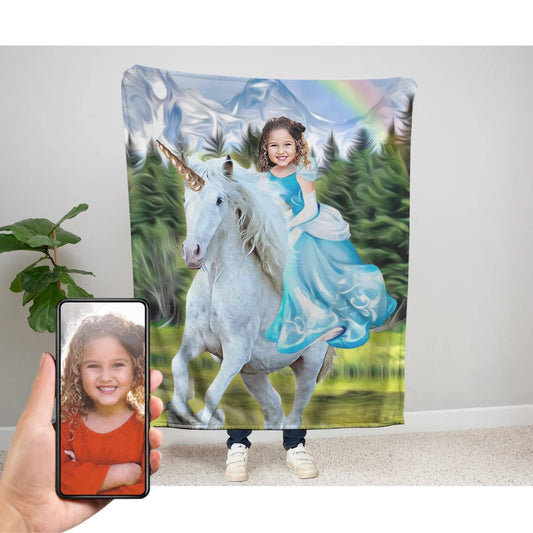 The Unicorn Rider Blanket Custom Gift For Kids at My Kid's Dream mykidsdream.com