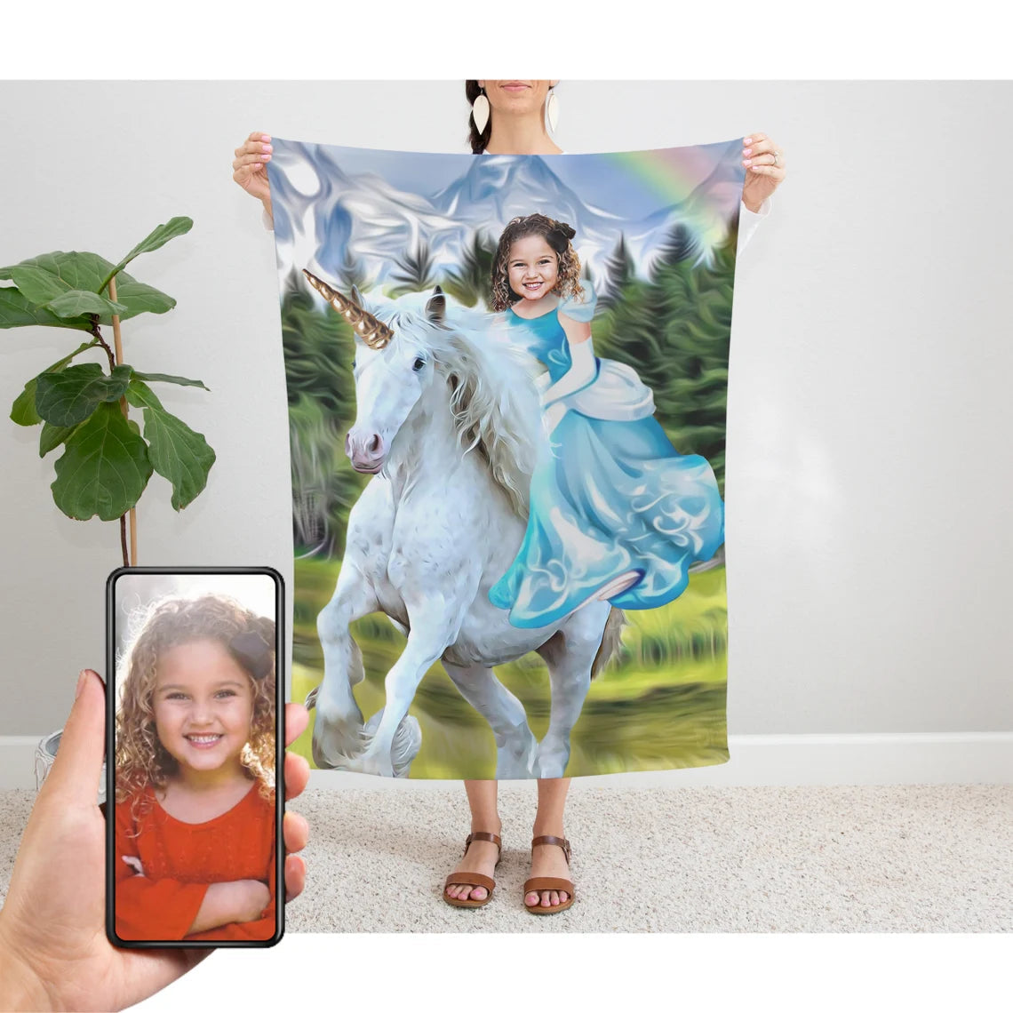 The Unicorn Rider Blanket Custom Gift For Kids at My Kid's Dream mykidsdream.com