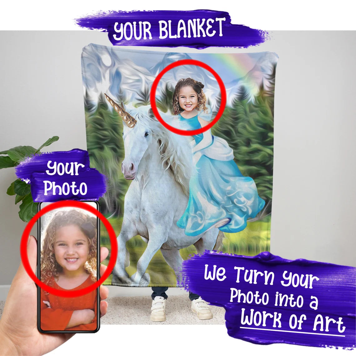 The Unicorn Rider Blanket Custom Gift For Kids at My Kid's Dream mykidsdream.com