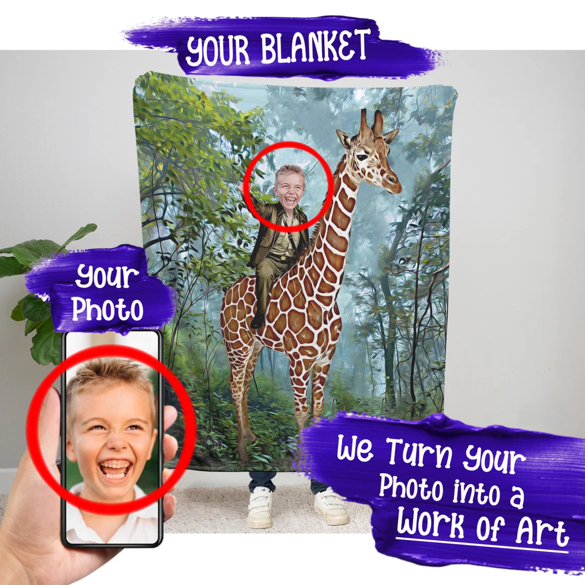 The Giraffe Rider Blanket