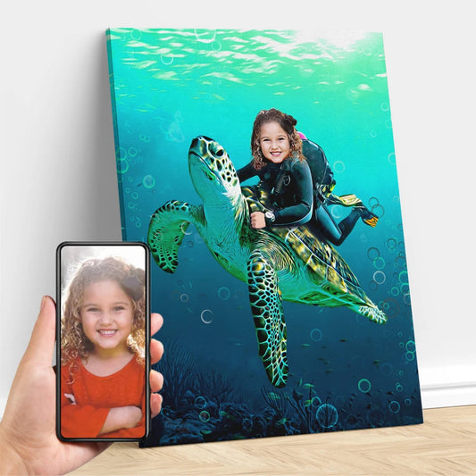 The Sea Turtle Rider Custom Gift For Kids at My Kid's Dream mykidsdream.com